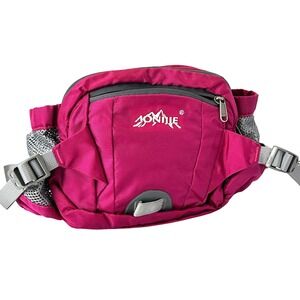 Gorpcore Hiking Waist Pack Magenta Pink Grey Adjustable Fanny Pack Running Bag